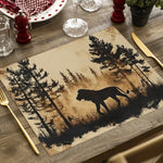 serviettes table silhouettes animales lin vintage beige marron clair naturel adhésif