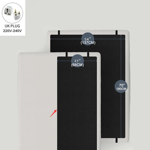tapis chauffant moderne gris noir tissu ventilé cordon 15 pieds prise murale 98x180cm 137x180cm