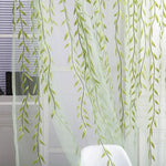 rideaux transparents pastoral feuilles tombantes vert clair violet decoration maison tringle rideaux liens décoratifs