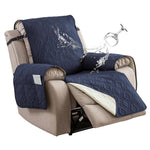 housse fauteuil inclinable motif géométrique gris beige moderne quilté poche rangement ceinture fixations