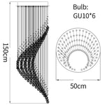 suspension lumineuse moderne cristal transparente haute 80cm 120cm 150cm 200cm 240cm 300cm