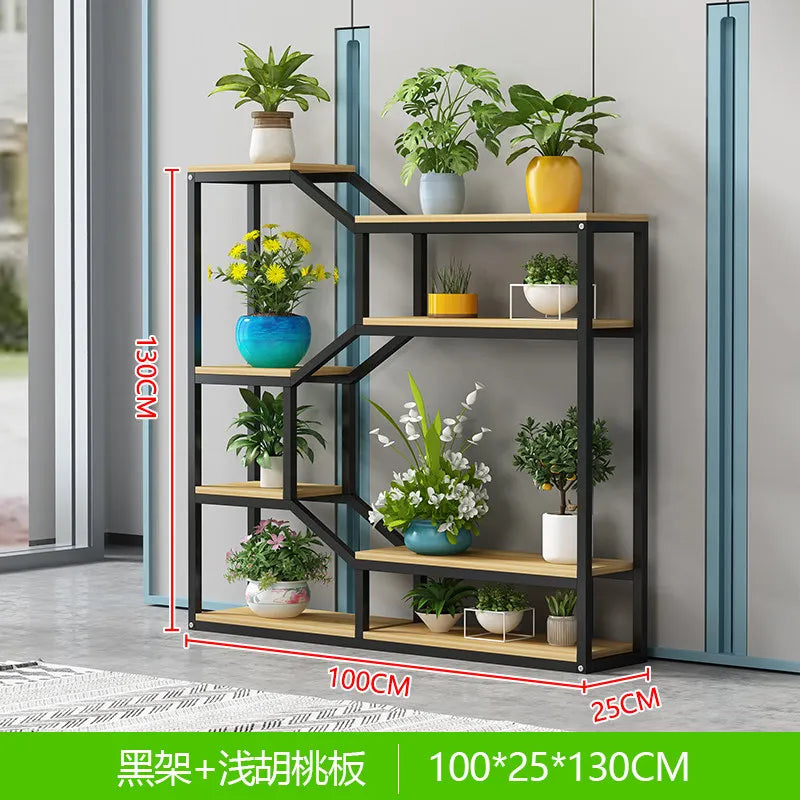 étagère modulaire métal bois industriel plantes d'intérieur pots fleurs blanc