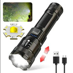 lampe torche noire rechargeable led puissante longue portée indicateur charge usb