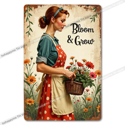 plaque decorative murale vintage fleurs feuilles vert doré étain retro maison jardin cuisine