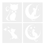 sticker adhésif chat noir blanc minimaliste moderne décoration murale artisanat lune papillon