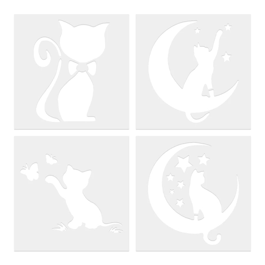 sticker adhésif chat noir blanc minimaliste moderne décoration murale artisanat lune papillon