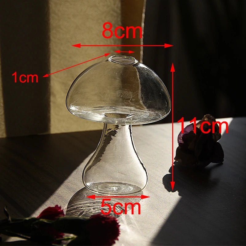 vase verre transparent forme champignon moderne minimaliste decoration intérieure bulles rondes