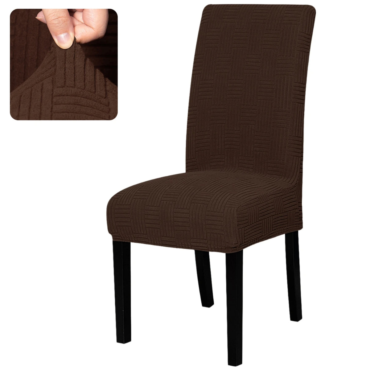 housses chaise marron rayures diagonales moderne elasthanne polyester 45 60cm 35 48cm 10cm