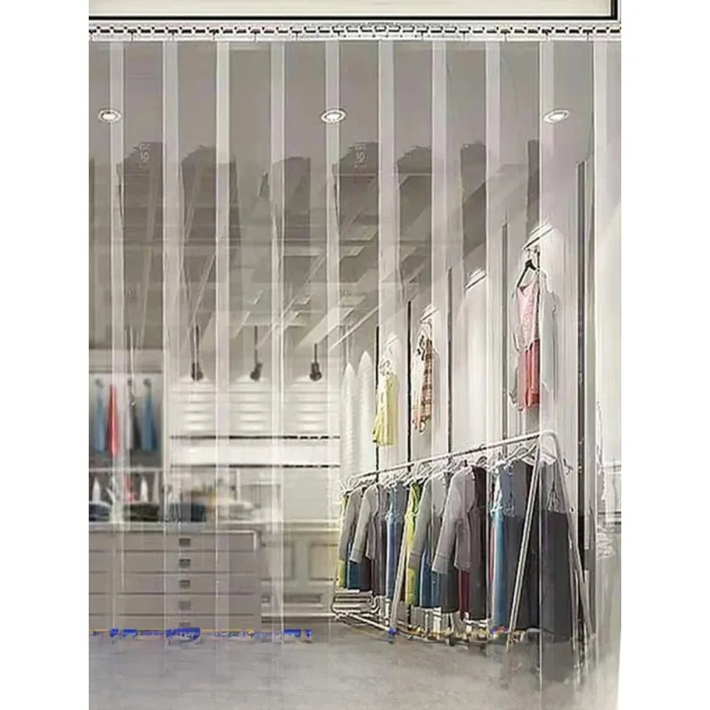 rideau porte transparent pvc moderne isolation coupe vent 18x200cm eyelets fixations