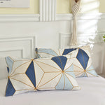 lot deux taies d'oreiller rectangulaires 48x74cm housse coussin décorative motif géométrique moderne