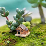 ornement jardin miniature maison rustique ancien texture bois pierre décoratif lot cinq pièces