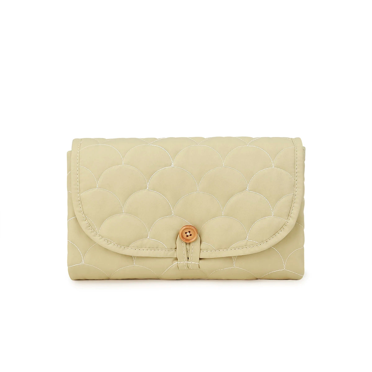 tapis change bébé imprimé floral moderne poche rangement couches beige clair