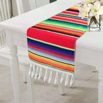 table runner mexicain festif multicolore franges decoration noel mariage rouge rose vert bleu jaune
