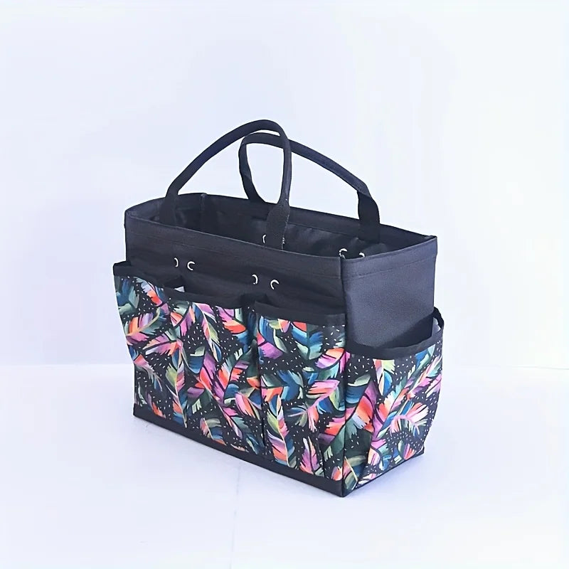 sac polyestertoi multicompartiments motifscolorés poisfloral noirvert blanc rangementjardinage fournituresoffice portablepratique