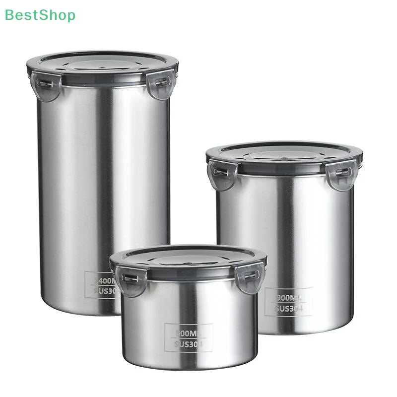 boîtes hermétiques acier inoxydable clips plastique noir aliments grains épices moderne minimaliste