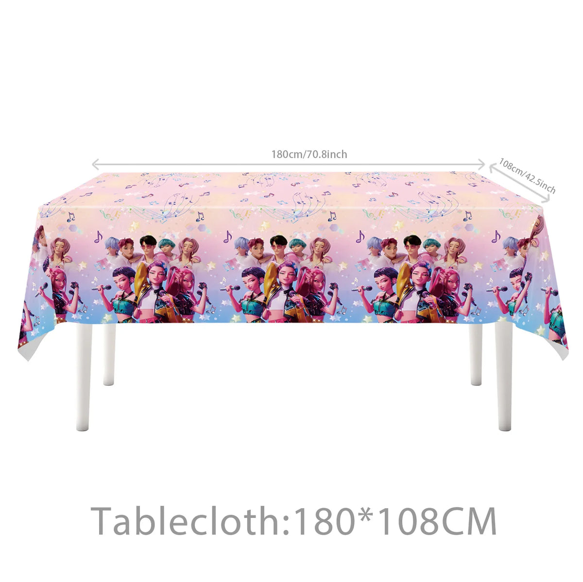 kit décoration anniversaire fille personnages dessin animé assiettes gobelets serviettes nappe guirlande rose violet