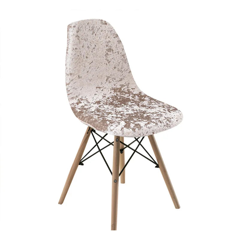 housse chaise velours brillante moderne bleu blanc protection polyester elasthanne