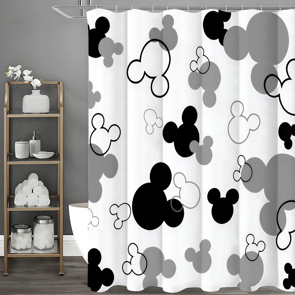rideau douche mickey mouse blanc noir gris moderne pop art chambre enfant decoration