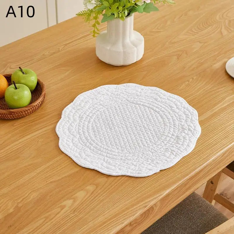 placemat quilté coton moderne blanc vert bleu rose gris marron