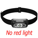 lampe frontale led rechargeable étanche camping chasse pêche travail noir rouge contrôle usb