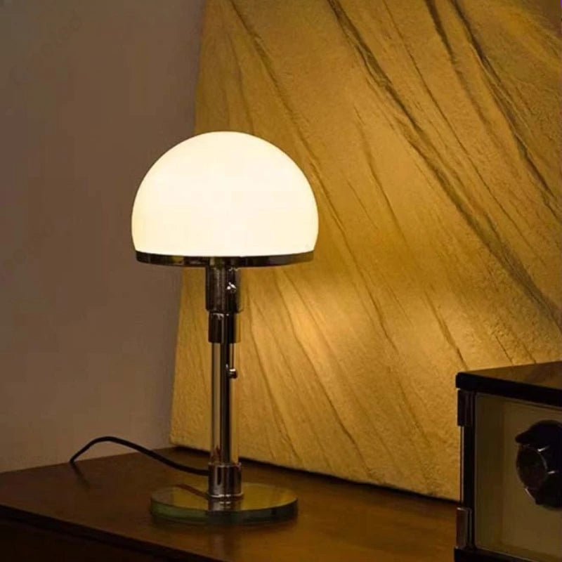 lampe table moderne blanc chrome transparente brillante 7w led