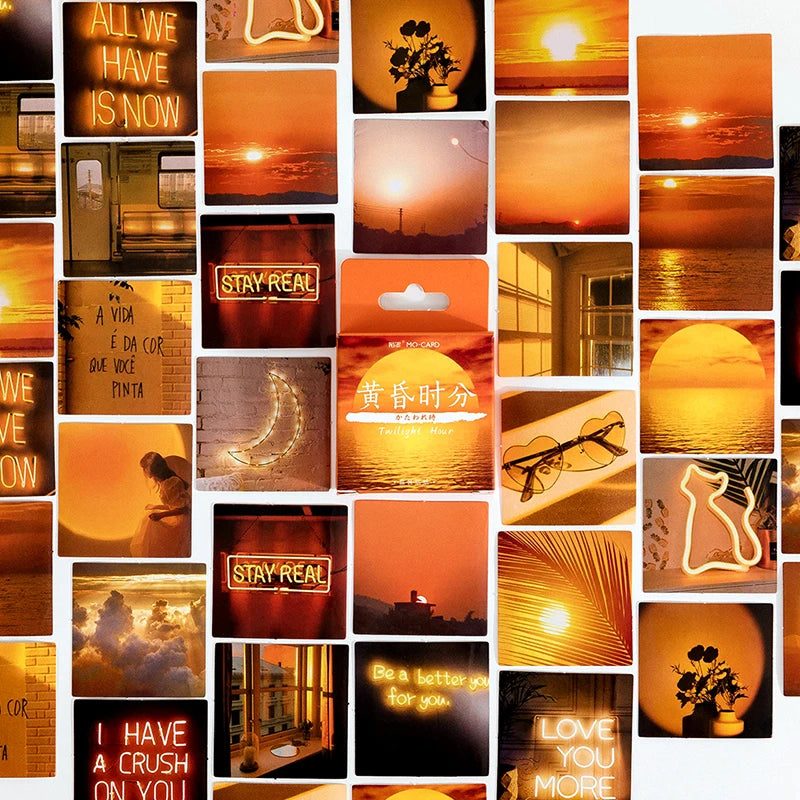 autocollants décoratifs paysage crépuscule scrapbooking journalisation papier collage photo moderne minimaliste orange