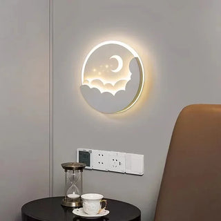lampe murale moderne lune nuages blanc gris marron décoration enfantine chambre salon