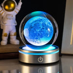 veilleuses boule cristal galactique planètes étoiles moderne lumière led transparentes enfants chambre deco table