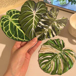 coasters feuilles tropicales vert blanc rose antidérapants moderne protége comptoir cuisine