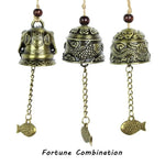 cloches décoratives bronze doré motifs floraux animaux artisanal vintage poisson métal chaîne métallique
