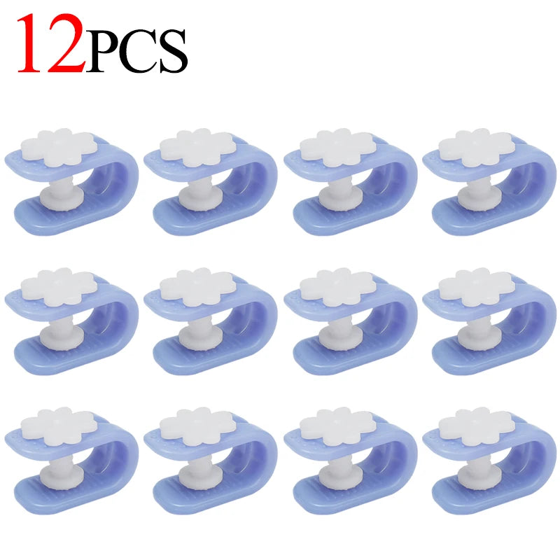 clips fixation violet rose bleu fleurs blanches moderne pratique 12pcs