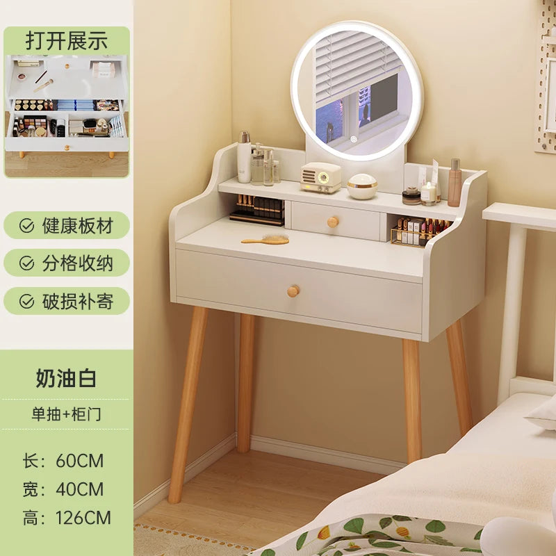 maquillage blanc moderne tiroirs chaise miroir lampe cosmétiques