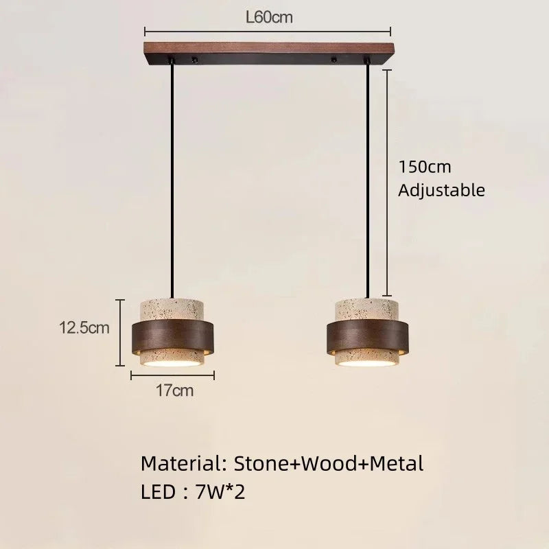 Suspension lumineuse pierre bois texture naturelle moderne salon chambre restaurant