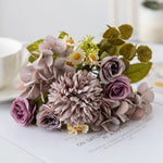 bouquet fleurs artificielles velours rose blanc beige vert modernes élégantes décoration intérieure mariage anniversaire