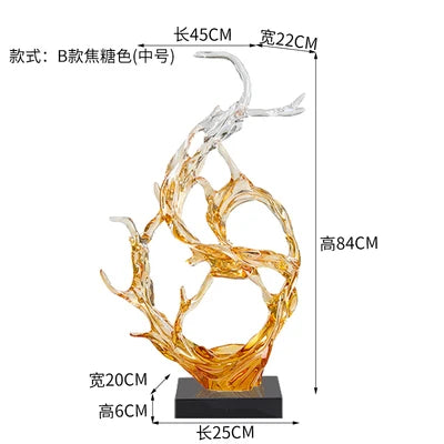 sculpture moderne vague océan transparent bleu clair abstraite décoration intérieure maison salon