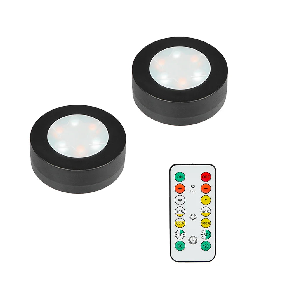 spots led noirs ronds adhésifs télécommande lumiere moderne chambre blanc chaud 3000k 6500k