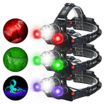 lampe frontale led noire rechargeable usb camping red verte blanche fixe ceinture