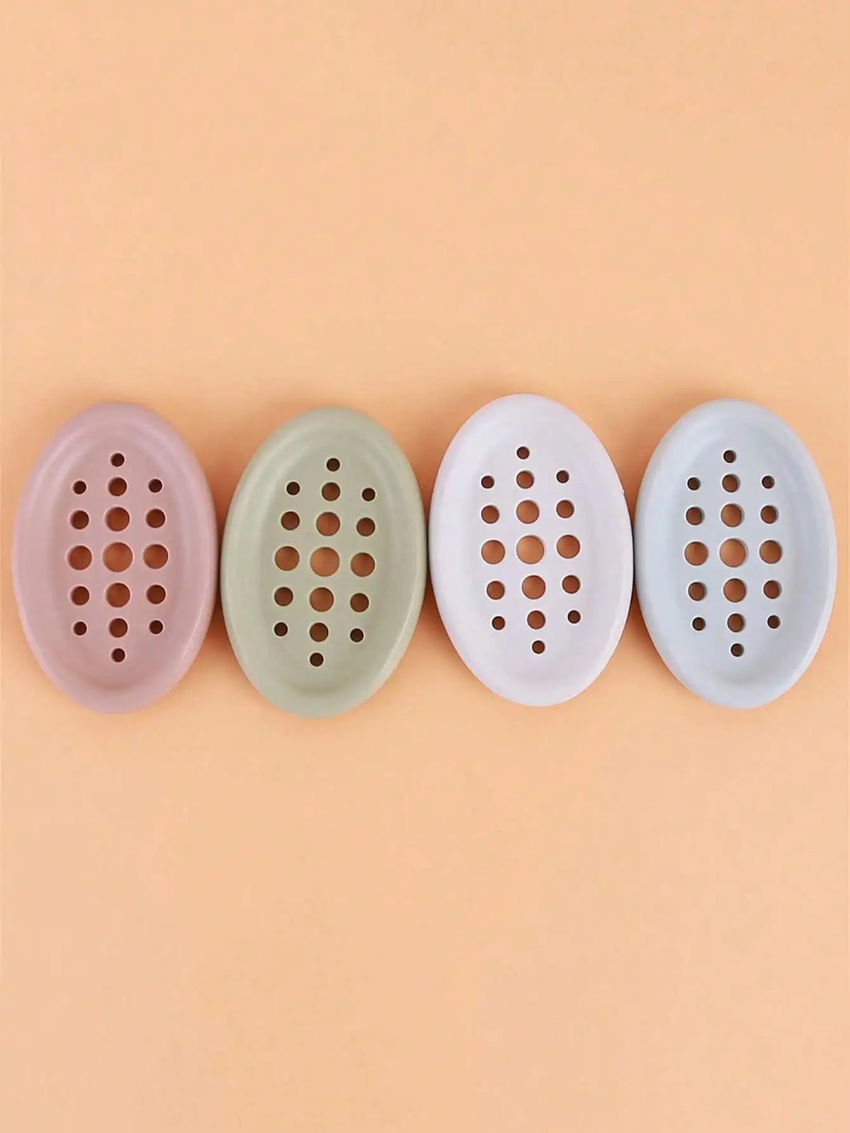 support savon moderne perforé adhésif rose clair vert pastel gris clair salle bain durable