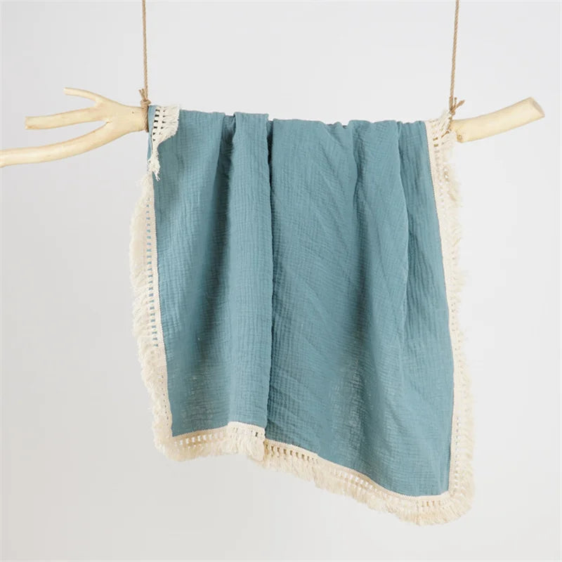 couverture bébé coton géométrique rose clair jaune bleu beige moderne douce bébé enfant tranches