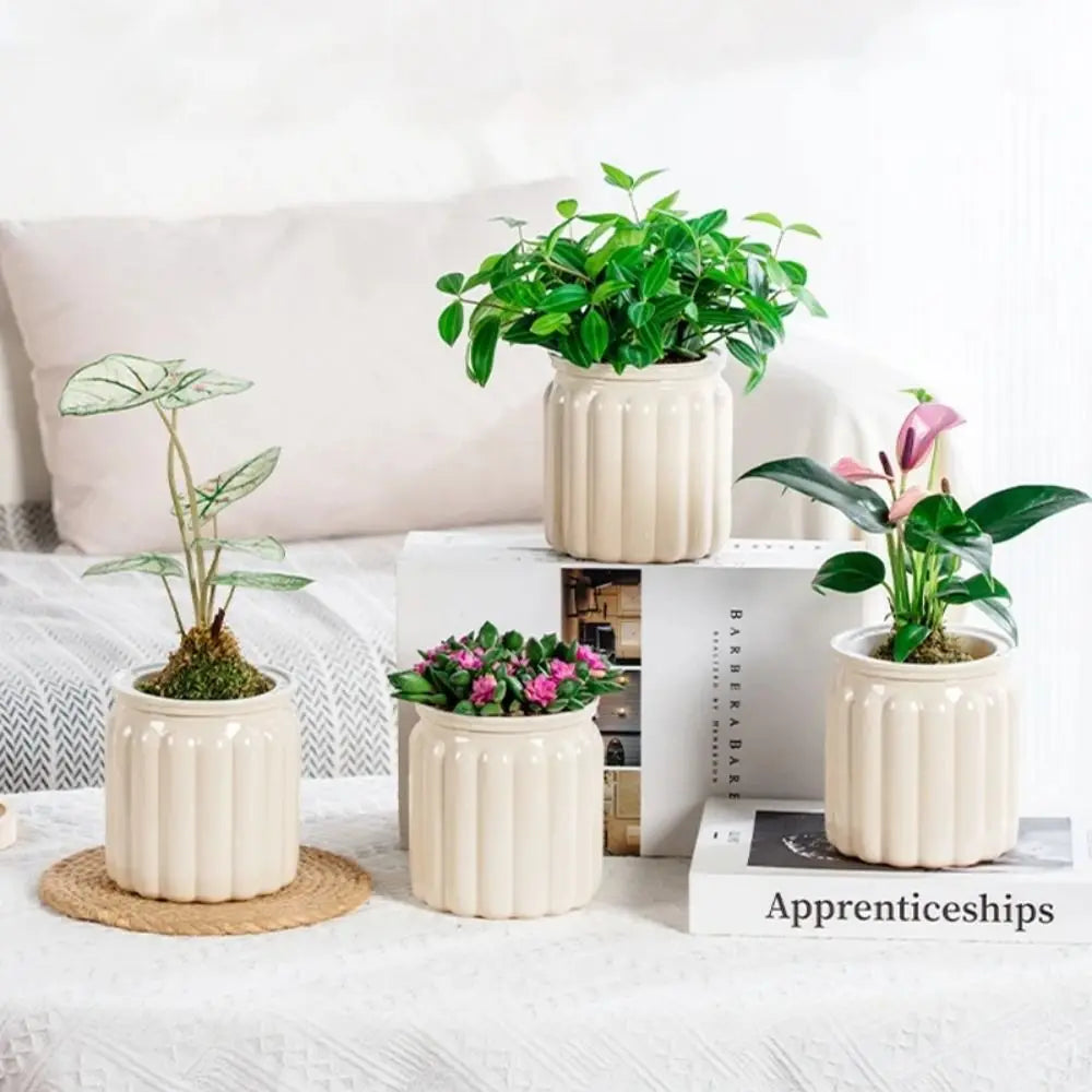 Cache pots transparent gris moderne rayures verticales plante intérieure fleur pot auto arrosage