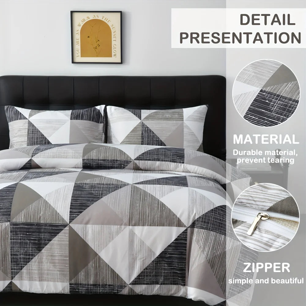 housse couette polyester motif géométrique moderne 135x200cm 150x200cm 160x220cm 200x200cm 200x230cm 220x240cm 2pcs taies