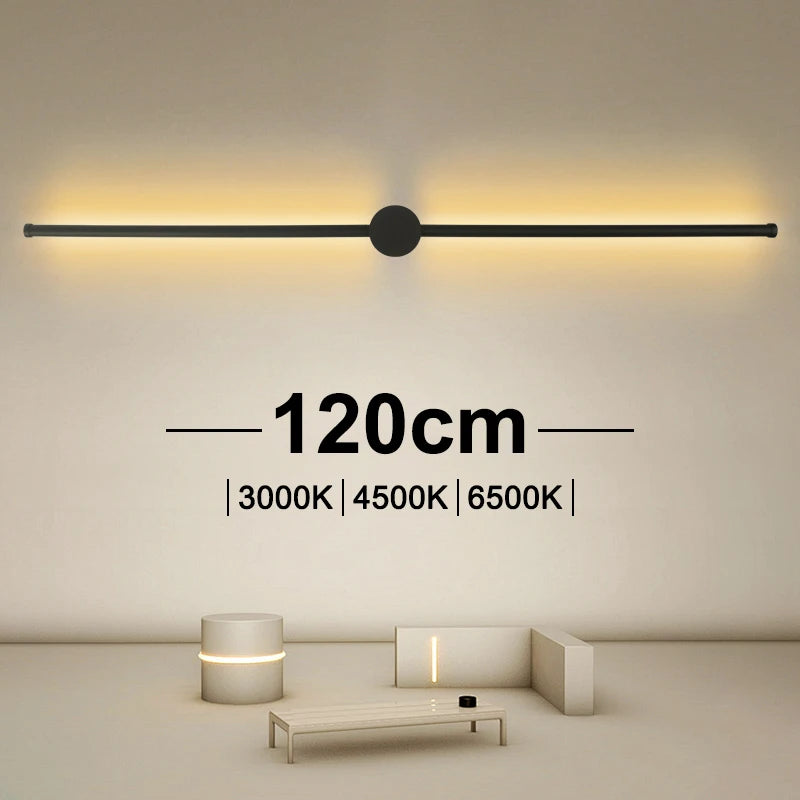 lampe murale led moderne noire 40cm 60cm 80cm 100cm 120cm aluminium