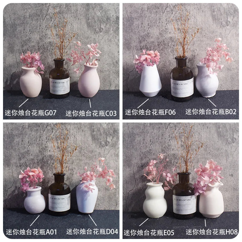 mini vases blanc rose pâle gris clair minimaliste moderne silicone
