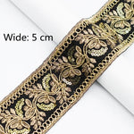 ruban decoratif brode floral paillettes dorées sequins blanc polyestere ecologique