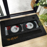 tapis vintage noir cassette vidéo salon polyester géométrique brillant moderne