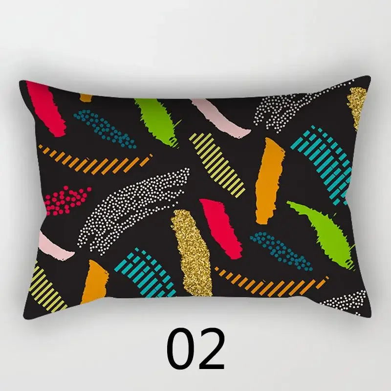 taie d'oreiller rectangulaire 30x50cm housse coussin décoration moderne motif abstrait coton polyester