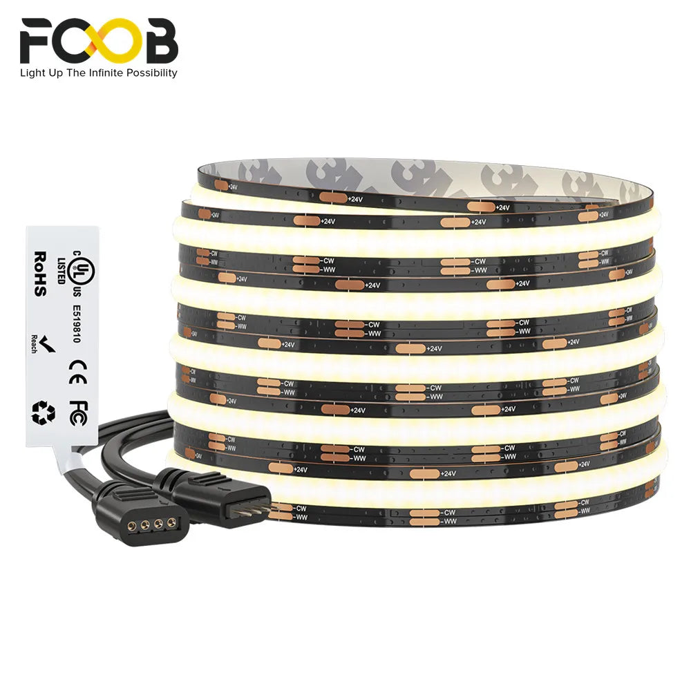 ruban led flexible noir blanc 640 lumières 2700k 6500k ip66 clips moderne