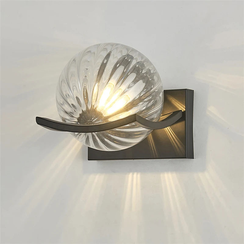 applique murale moderne verre texturé transparent éclairage led fixée mur contemporain chambre veilleuse