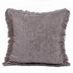 taies d'oreiller carrées modernes couleurs marron rose beige franges coton polyester