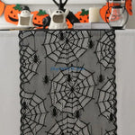 nappe noire halloween araignées toiles décorative polyester coton 30x100cm 30x150cm 30x180cm 30x200cm